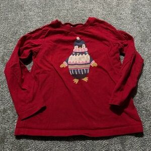 Hanna Anderson kids red long sleeve shirt winter penguin size 5